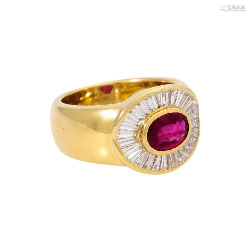 WEMPE Ring mit feinem Rubin umgeben von Diamanten, zus. ca. ...