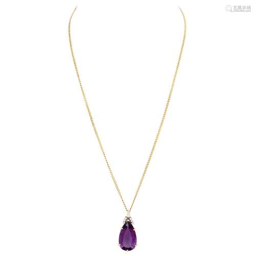 Kette und Anhänger mit Amethysttropfen