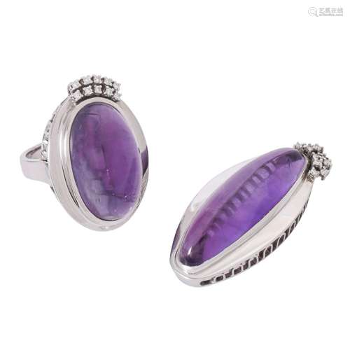 Set Ring und Anhänger mit Amethysten und Brillanten