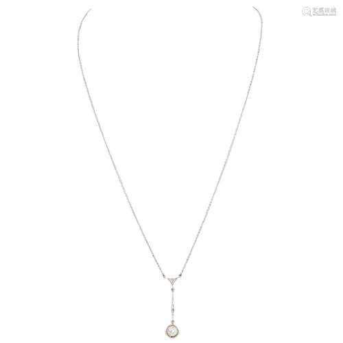 Art Déco feines Collier mit Diamant von ca. 0,25 ct,