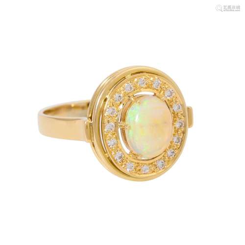 Ring mit Opal umgeben von Brillanten zus. ca. 0,16 ct,