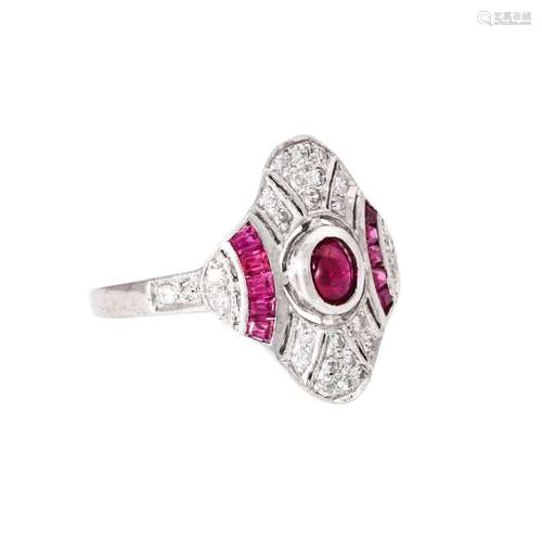 Ring mit Rubinen und Diamanten von zus. ca. 0,25 ct