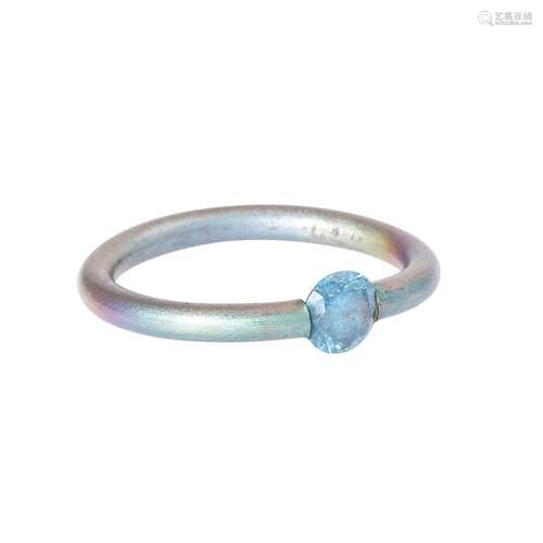 Ring mit Brillant ca. 0,58 ct, SKY BLUE