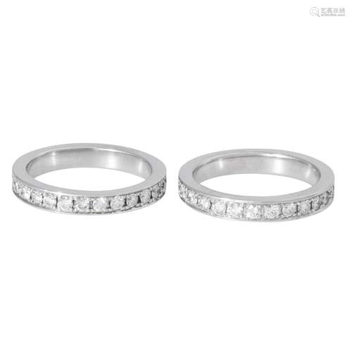 Set aus 2 Memoireringen mit Brillanten von zus. ca. 1,7 ct,