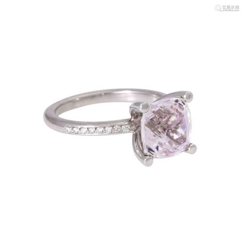 Ring mit Kunzit und 16 Brillanten zus. ca. 0,1 ct,