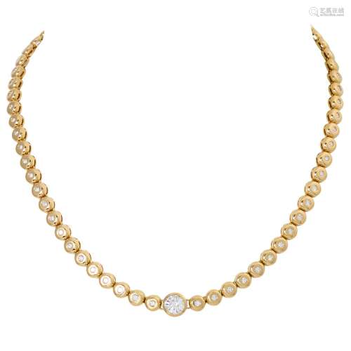 Collier mit zentralem Brillant ca. 1,1 ct,