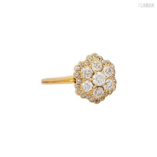 Ring mit Altschliffdiamanten zus. ca. 1 ct,