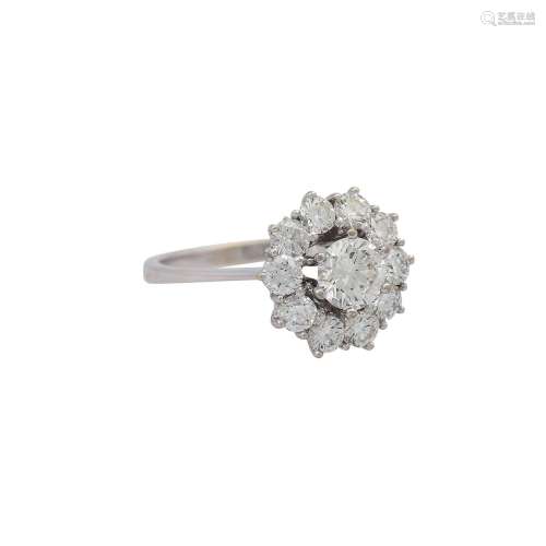 Ring mit zentralem Brillant ca. 0,50 ct,