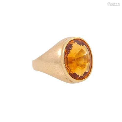 Ring mit ovalem Citrin ca. 7 ct,