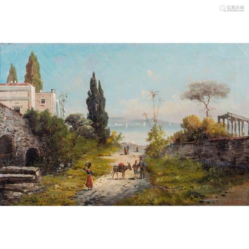 CIOTTA, F. (XIX) "Szene in einem Dorf an den Ufern der ...