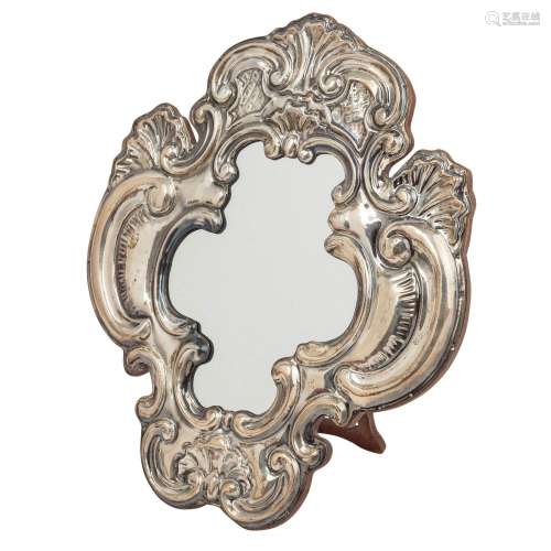 ITALIEN "Tischspiegel im Barock-Stil" 925er Silber...