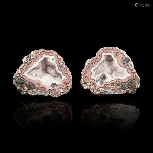 Laguna Agate "Split" with Lavender Drusy Quartz In...