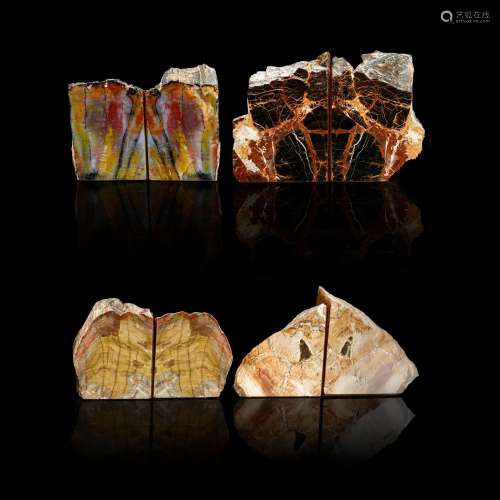 Four Pairs of Petrified Wood Bookends
