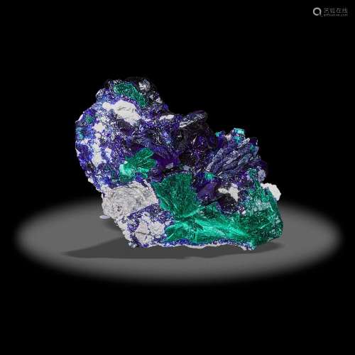 Crystallized Azurite with Malachite--A Mexican Mineral Class...