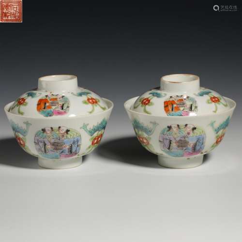 A pair of  pastel tureen from Qing Dynasty