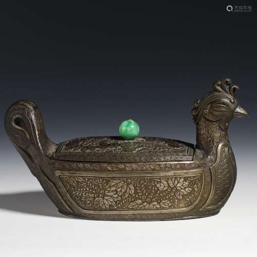 Silver mandarin duck ornaments from Qing Dynasty
