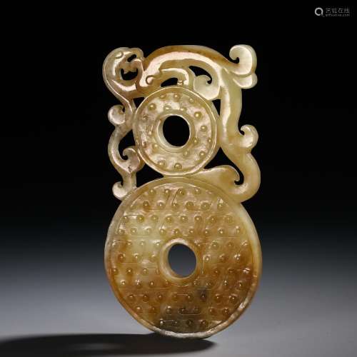 Ming Dynasty Hetian jade phoenix bird jade wall