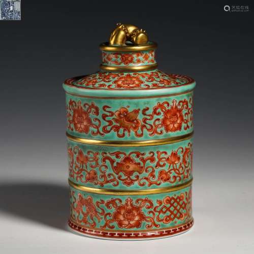 Qing Dynasty pastel Buddhist jar with eight treasures