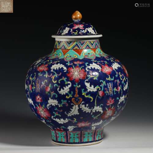 Blue pastel pot from Qing Dynasty