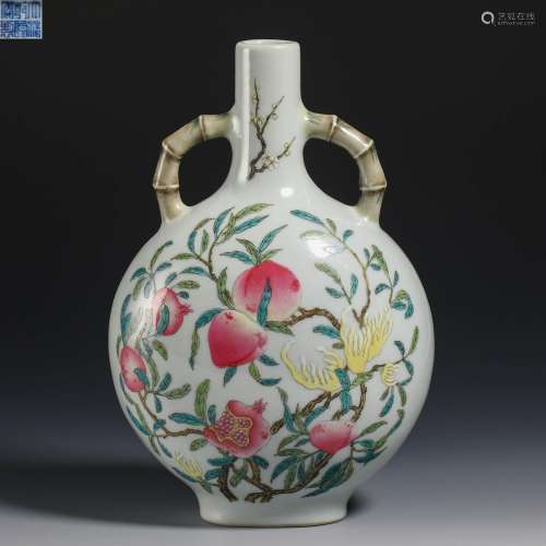 Qing Dynasty pastel vase with moon