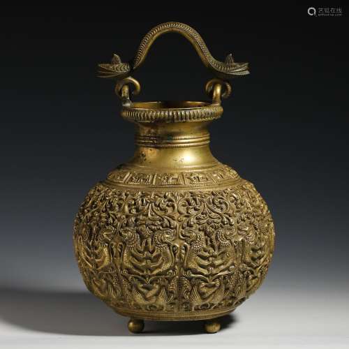 Bronze gilt girder pot from the Qing Dynasty