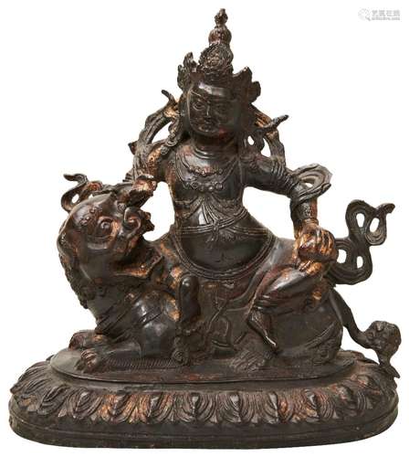 GILT COPPER ALLOY FIGURE OF VAISHRAVANA SINO-TIBETAN, 18TH C...