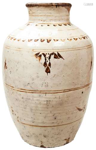 LARGE CIZHOU SLIP-GLAZED POTTERY WINE JAR LATE MING DYNASTY ...