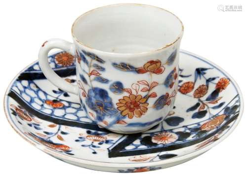 EXPORT IMARI CUP AND SAUCER 18TH CENTURY decorated in the ty...