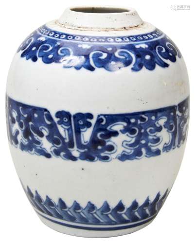 SMALL BLUE AND WHITE GINGER JAR KANGXI PERIOD (1662-1722) th...