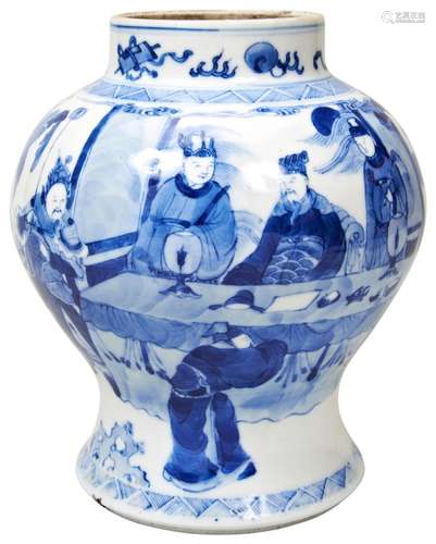 BLUE AND WHITE BALUSTER VASE KANGXI PERIOD (1662-1722) the s...