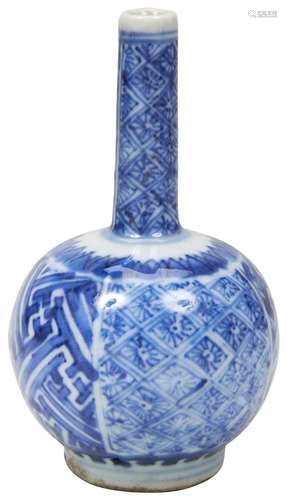 MINIATURE BLUE AND WHITE BOTTLE VASE KANGXI PERIOD (1662-172...