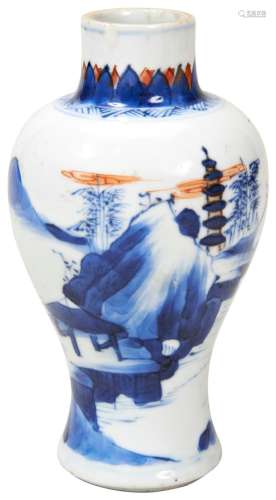 UNDERGLAZE-BLUE AND IRON-RED DECORATED VASE QING DYNASTY, 18...