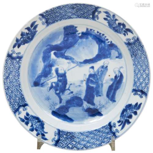 BLUE AND WHITE SCHOLARS DISH KANGXI PERIOD (1662-1722) finel...