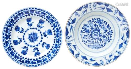 TWO BLUE AND WHITE DISHES KANGXI PERIOD (1662-1722) each wit...