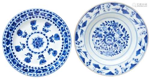 TWO BLUE AND WHITE DISHES KANGXI PERIOD (1662-1722) each wit...