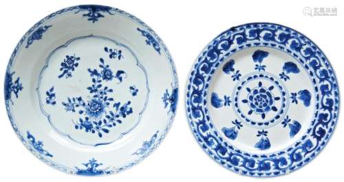 TWO CHINESE EXPORT BLUE AND WHITE DISHES QING DYNASTY, 18TH ...