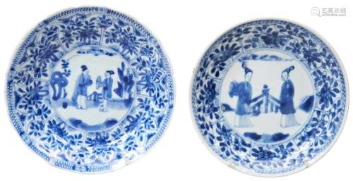 TWO SMALL BLUE AND WHITE DISHES KANGXI PERIUOD (1662-1722) e...