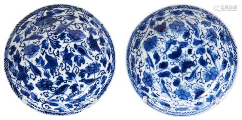 PAIR OF SMALL BLUE AND WHITE SAUCER DISHES KANGXI PERIOD (16...