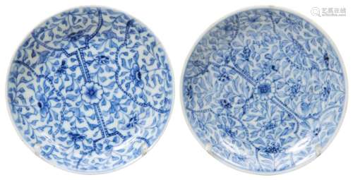 TWO BLUE AND WHITE SAUCER DISHES KANGXI PERIOD (1662-1722) e...