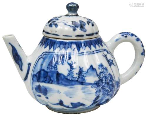 BLUE AND WHITE PEAR-SHAPED TEAPOT WITH COVER KANGXI PERIOD (...