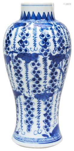 BLUE AND WHITE BALUSTER VASE LATE QING DYNASTY painted with ...