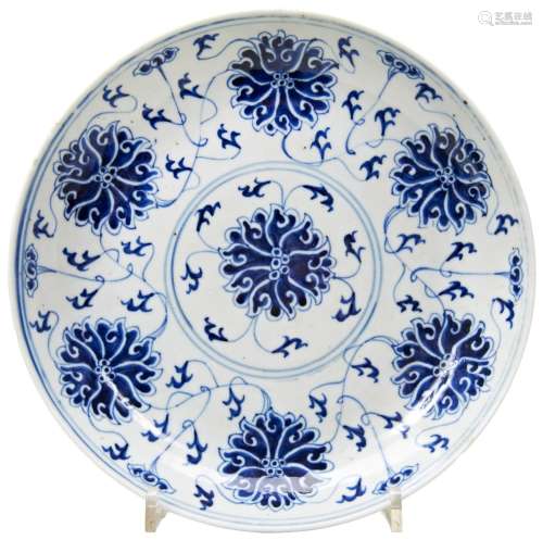BLUE AND WHITE LOTUS DISH GUANGXU SIX CHARACTER MARK AND OF ...