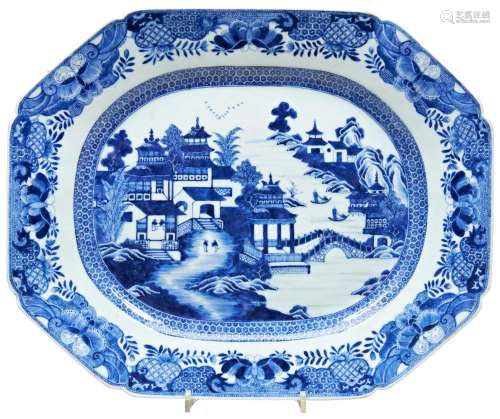 TWO LARGE BLUE AND WHITE MEAT DISHES QIANLONG PERIOD (1736-1...