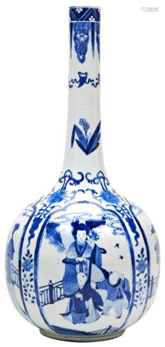 LARGE BLUE AND WHITE BOTTLE VASE KANGXI SIX CHARACTER MARK A...