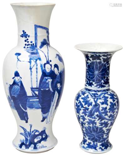 BLUE AND WHITE BALUSTER VASE QING DYNASTY, 19TH CENTURY the ...
