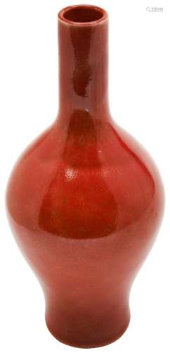 CORAL-RED BALUSTER VASE LATE QING DYNASTY covered in a a mot...