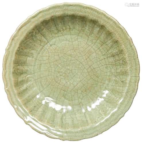 LONGQUAN CELADON-GROUND BARBED RIM DISH YUAN / MING DYNASTY ...