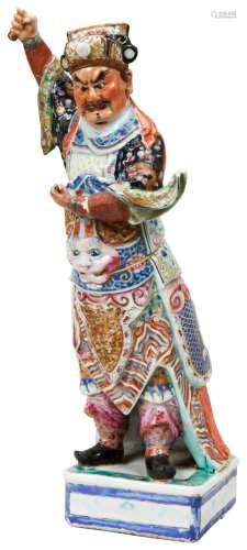 FAMILLE ROSE PORCELAIN FIGURE OF GUAN YU QING DYNASTY, 19TH ...