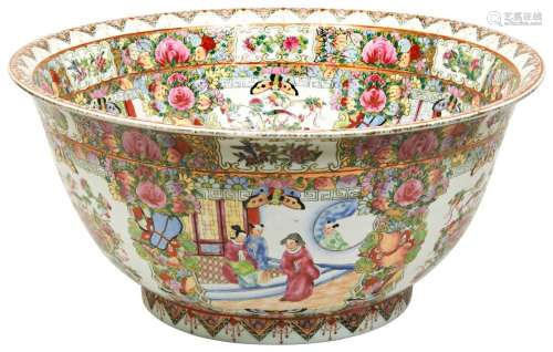 MASSIVE FAMILLE ROSE PUNCH BOWL LATE QING / REPUBLIC PERIOD ...