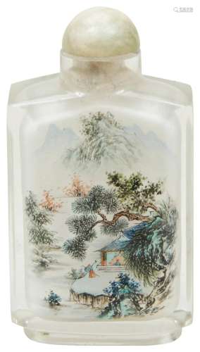 REVERSE PAINTED GLASS SNUFF BOTTLE REPUBLIC PERIOD finely pa...